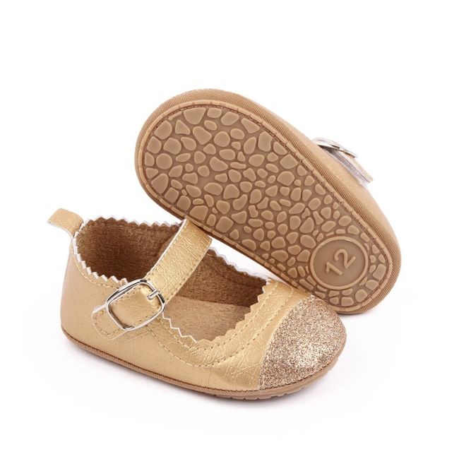 Pantofiori eleganti bebelusi din piele ecologica aurie chd2770-3-va6
