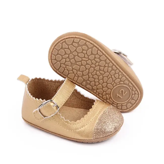 Pantofiori eleganti bebelusi din piele ecologica aurie chd2770-3-va6