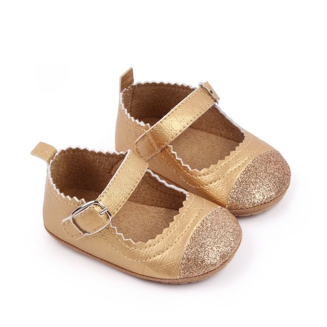 Pantofiori eleganti bebelusi din piele ecologica aurie chd2770-3-va6