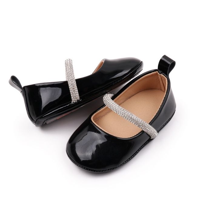Pantofiori negri lacuiti cu bareta cu strasuri csbbw3179-1-va7