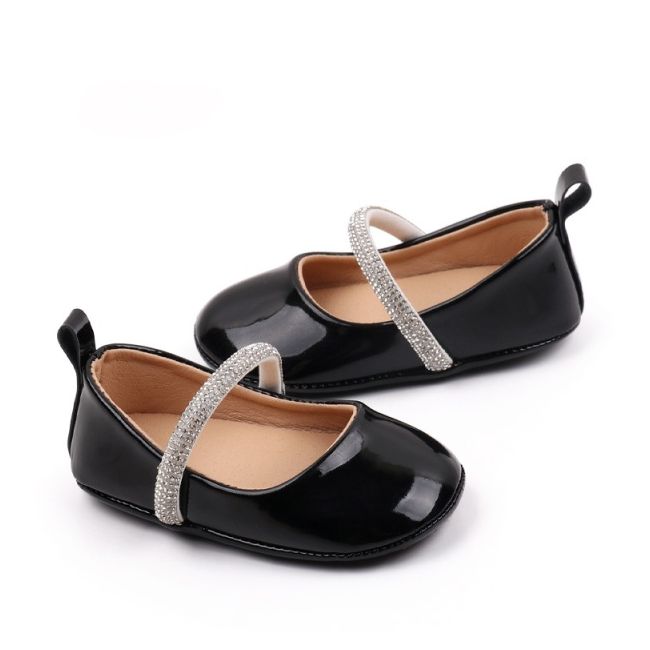 Pantofiori negri lacuiti cu bareta cu strasuri csbbw3179-1-va7