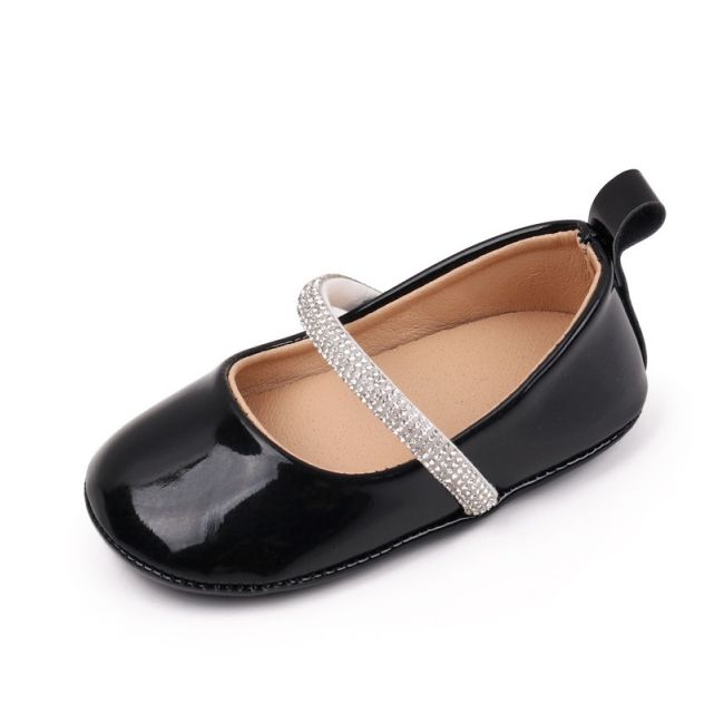 Pantofiori negri lacuiti cu bareta cu strasuri csbbw3179-1-va7