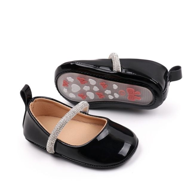 Pantofiori negri lacuiti cu bareta cu strasuri csbbw3179-1-va7