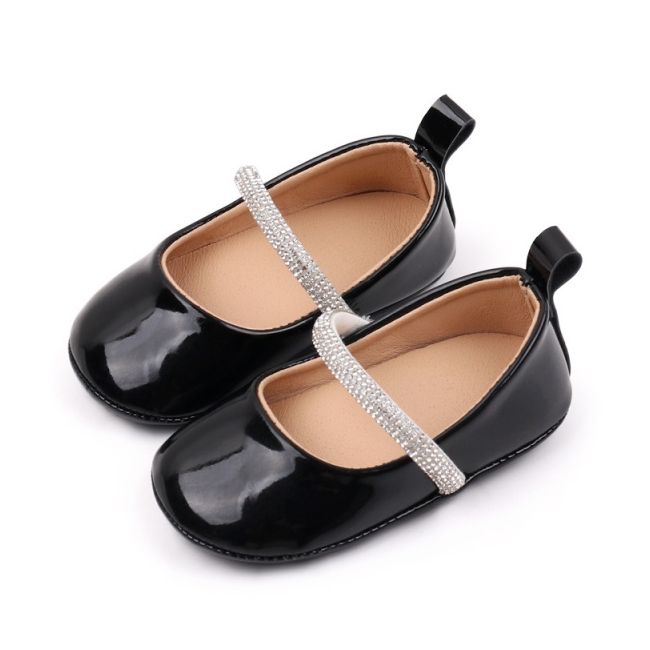 Pantofiori negri lacuiti cu bareta cu strasuri csbbw3179-1-va7