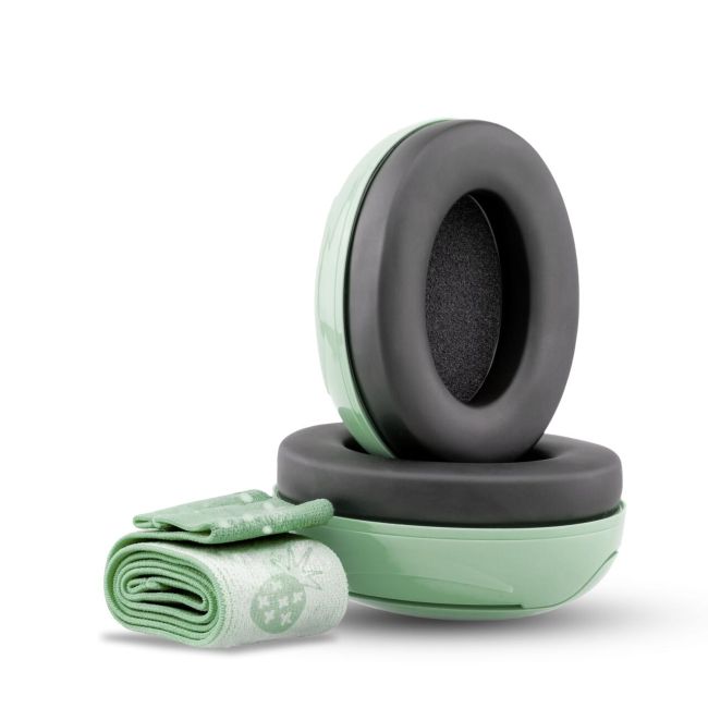 Casti antifonice pentru bebelusi, ofera protectie auditiva de la 0+ luni, 2 bentite reglabile, SNR 25, green, SCHALLWERK MINI+ Baby Green