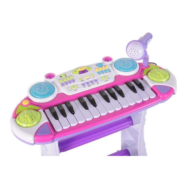 INSTRUMENT MUZICAL PIANINA ELECTRONICA MALPLAY CU SCAUN SI MICROFON 45 CM INALTIME ROZ VIVBB335D