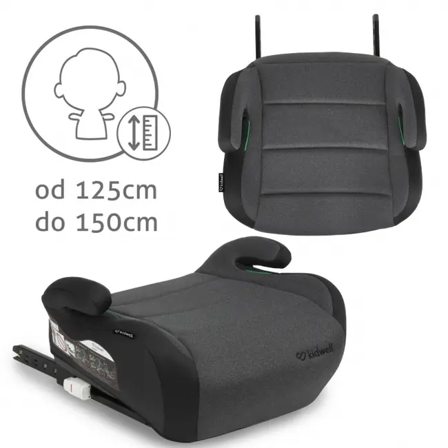 Inaltator auto 125-150 cm, cu isofix kidwell ovan - black gray edeedifosaova03a0
