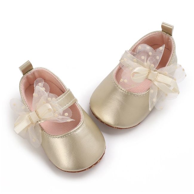 Pantofiori eleganti aurii cu fundita din tul chj09-2-va8
