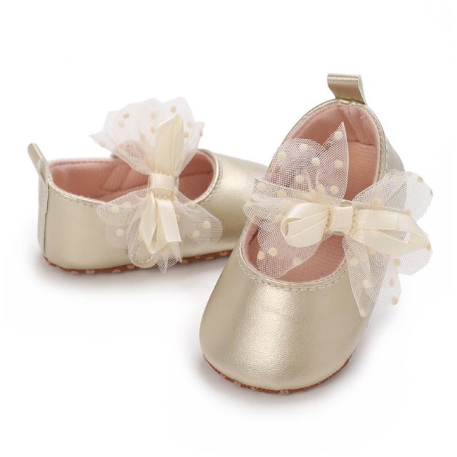 Pantofiori eleganti aurii cu fundita din tul chj09-2-va8