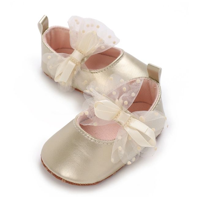 Pantofiori eleganti aurii cu fundita din tul chj09-2-va8