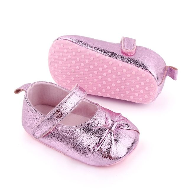 Pantofiori roz metalic cu fundita pentru fetite chd2645-1-va8