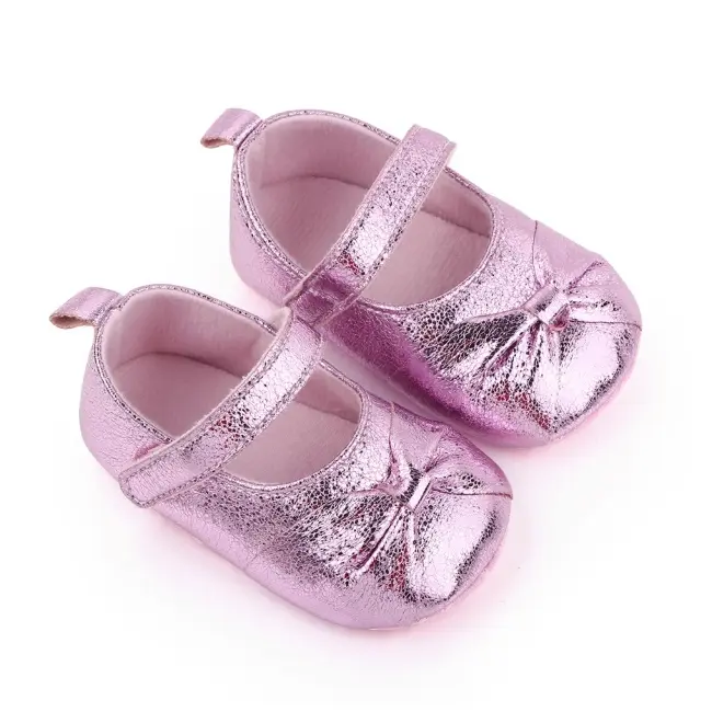 Pantofiori roz metalic cu fundita pentru fetite chd2645-1-va8