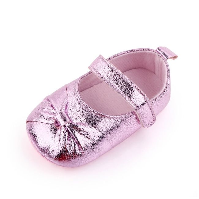 Pantofiori roz metalic cu fundita pentru fetite chd2645-1-va8