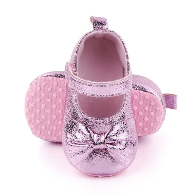 Pantofiori roz metalic cu fundita pentru fetite chd2645-1-va8