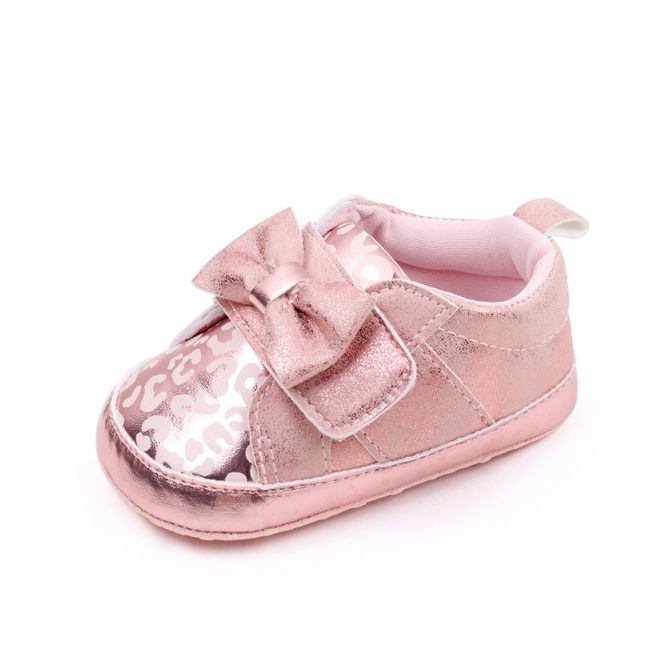 Pantofiori roz sidefat cu imprimeu si fundita csbhx3062-1-va8