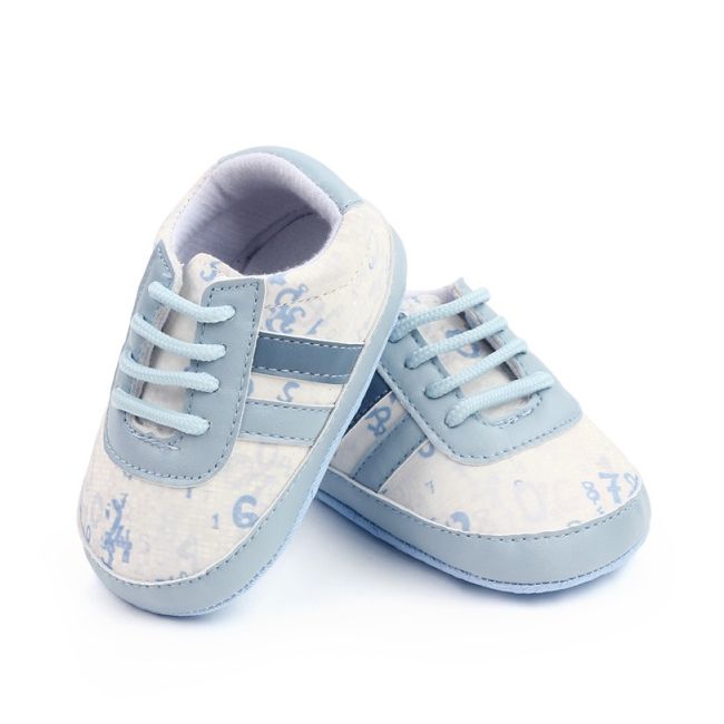 Pantofiori sport, albi cu nuante de albastru - cifre chd2763-2-va9