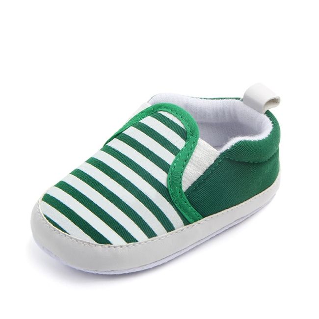 Pantofiori verzi cu dungi albe tip mocasini pentru baietei chd0432-1-va9