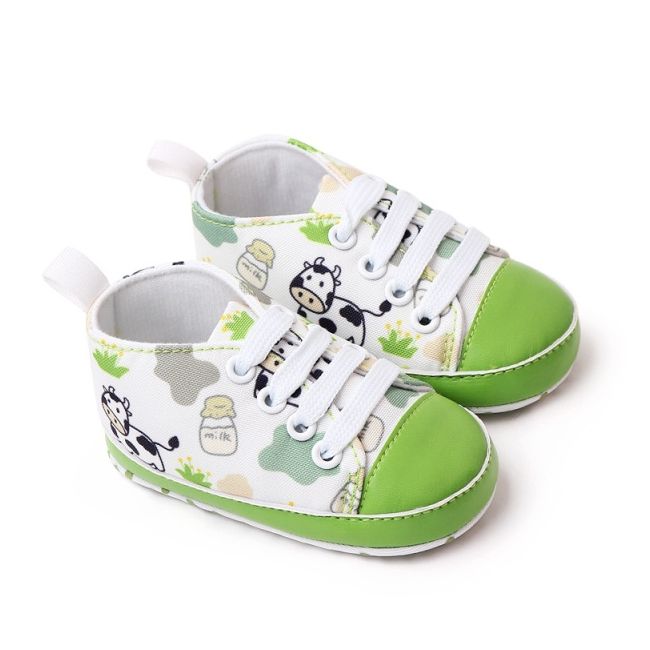 Tenisi albi cu verde pentru bebelusi - cow chys-17-3-va8