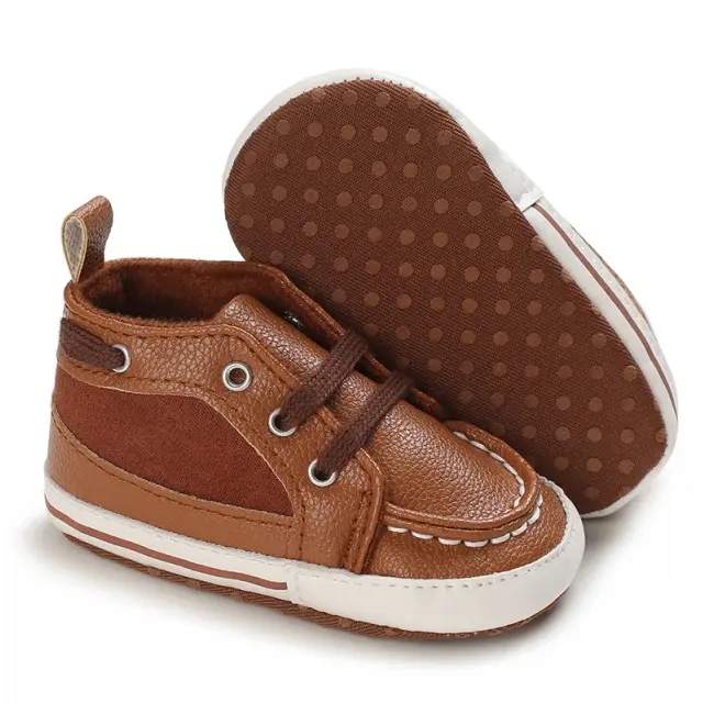 Pantofi pentru bebelusi, maro, cu sireturi csc-788-3-va10