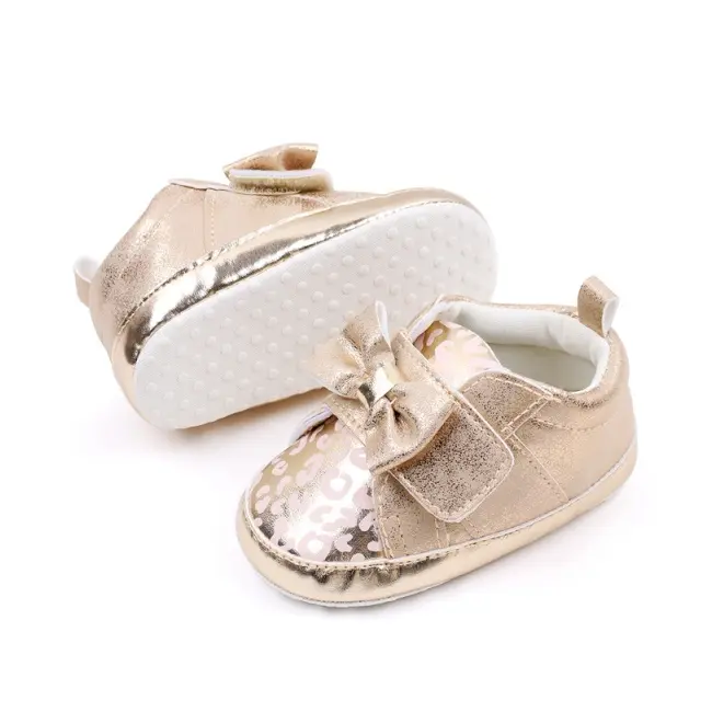 Pantofiori aurii cu imprimeu si fundita csbhx3062-2-va9