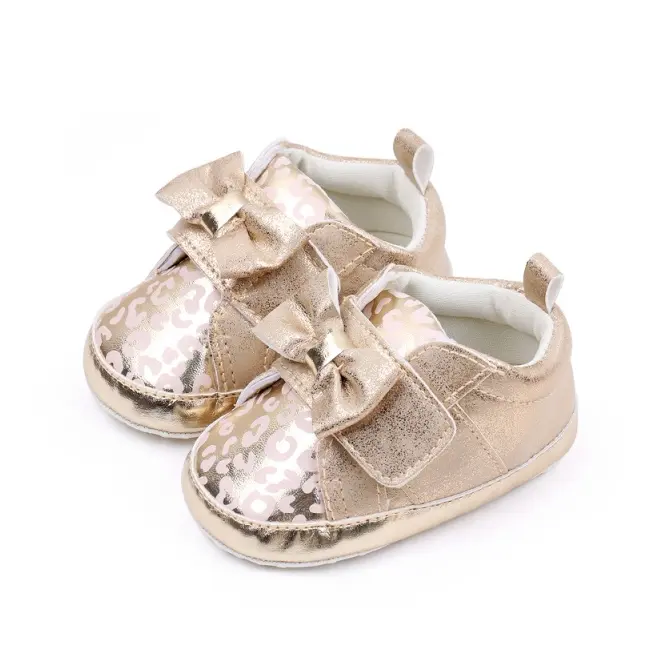 Pantofiori aurii cu imprimeu si fundita csbhx3062-2-va9