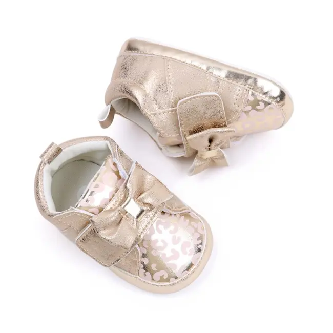 Pantofiori aurii cu imprimeu si fundita csbhx3062-2-va9