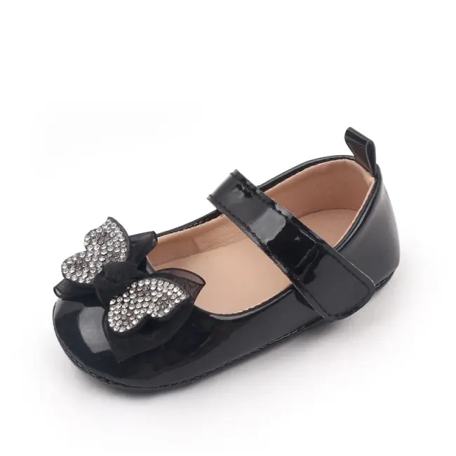 Pantofiori negri, din lac, cu fundita cu strasuri csbb3028-1-va9