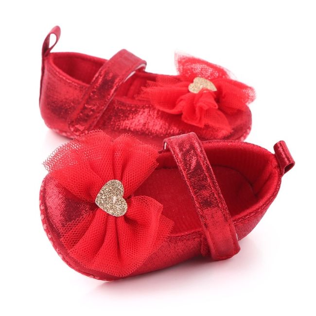 Pantofiori rosii sidefati cu fundita din tulle chd2303-1-va5