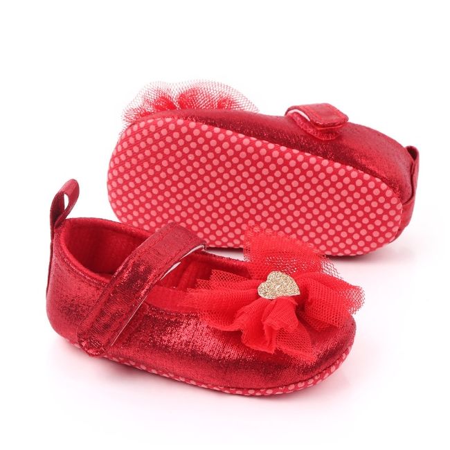 Pantofiori rosii sidefati cu fundita din tulle chd2303-1-va5