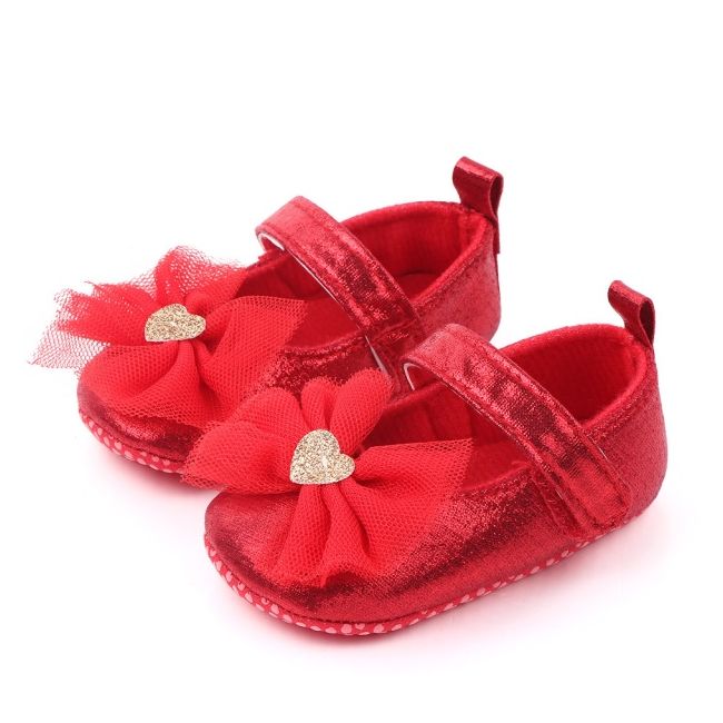 Pantofiori rosii sidefati cu fundita din tulle chd2303-1-va5