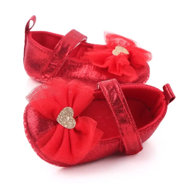 Pantofiori rosii sidefati cu fundita din tulle chd2303-1-va5