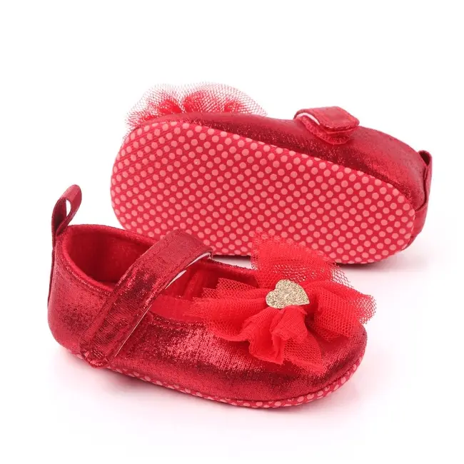 Pantofiori rosii sidefati cu fundita din tulle chd2303-1-va5