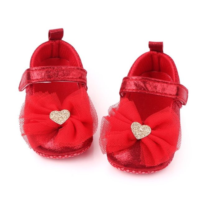 Pantofiori rosii sidefati cu fundita din tulle chd2303-1-va5