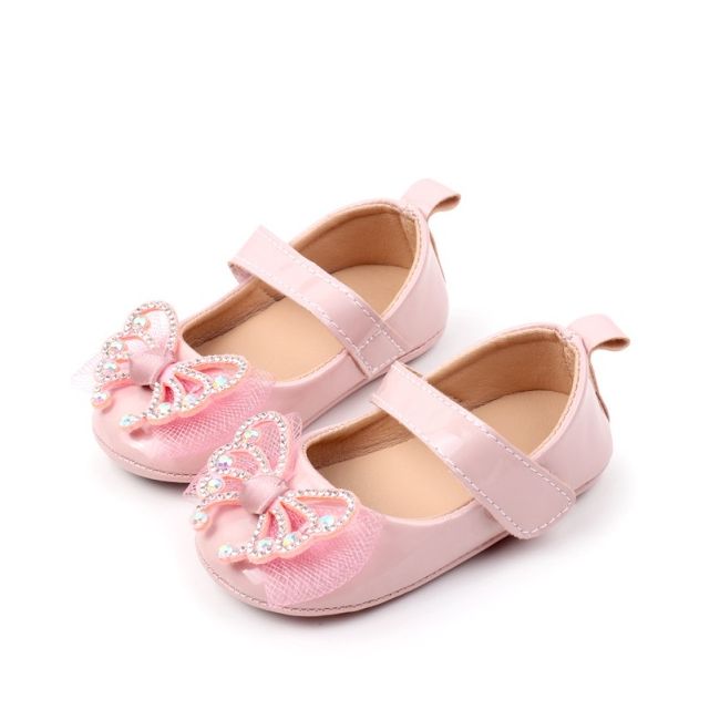 Pantofiori roz, din lac, cu fundita cu strasuri chbbw4022-1-va9