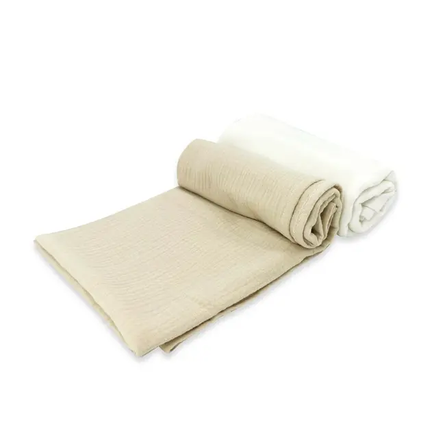 Set 2 museline, MimiNu, Multifunctionale, Din bumbac certificat Oeko Tex Standard 100, Ideale pentru infasat, 80x80 cm, Warm beige and Cream BYN6426972026376