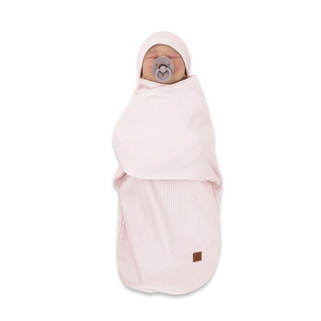 Sistem de infasare si caciulita, MimiNu, Pentru bebe, 0 - 3 luni, Din bumbac certificat Oeko Tex Standard 100, Soft Powdery Pink BYN6426972026512