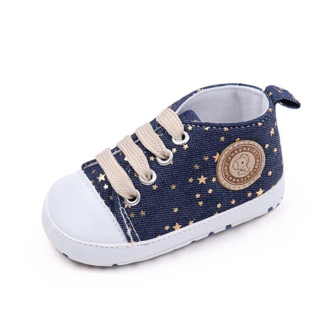 Tenisi pentru bebelusi, denim cu stelute aurii csys-19-2-va10