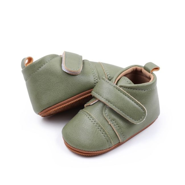 Pantofiori pentru baietei, verzi, cu bareta cu arici csbxc3222-3-va11