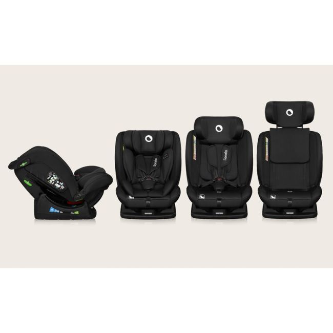 Scaun auto, Lionelo, i-Size Izzy, 0-36 Kg, 40-150 cm, Instalare cu centurile masinii, Protectie laterala, Ajustare spatar in 3 pozitii, Tetiera reglabila in 13 trepte, Conform cu R129, Negru BYNLO-IZZY_I-SIZE_BLACK_CARBON