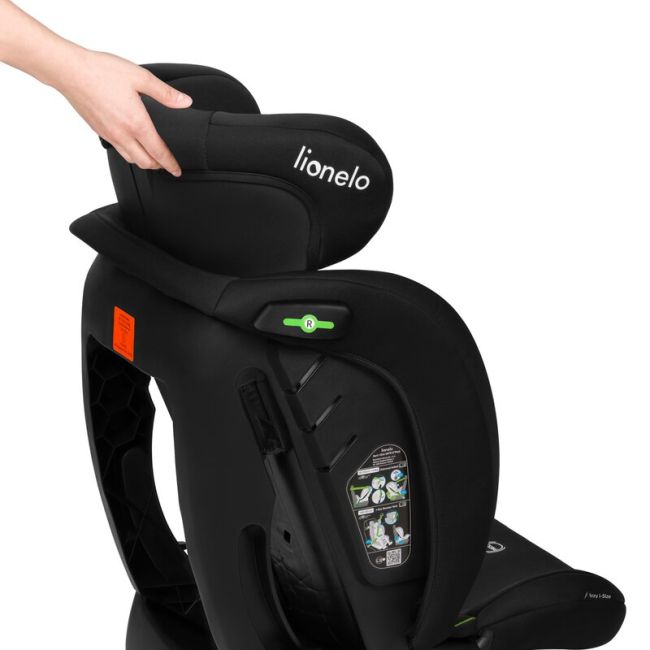 Scaun auto, Lionelo, i-Size Izzy, 0-36 Kg, 40-150 cm, Instalare cu centurile masinii, Protectie laterala, Ajustare spatar in 3 pozitii, Tetiera reglabila in 13 trepte, Conform cu R129, Negru BYNLO-IZZY_I-SIZE_BLACK_CARBON