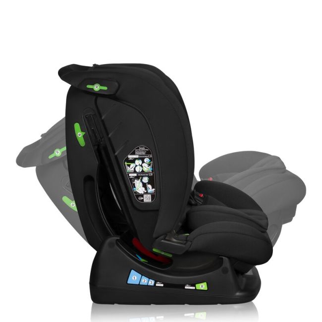 Scaun auto, Lionelo, i-Size Izzy, 0-36 Kg, 40-150 cm, Instalare cu centurile masinii, Protectie laterala, Ajustare spatar in 3 pozitii, Tetiera reglabila in 13 trepte, Conform cu R129, Negru BYNLO-IZZY_I-SIZE_BLACK_CARBON