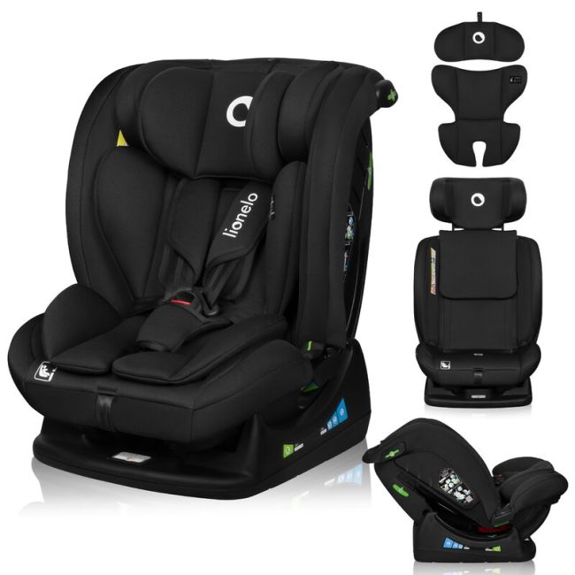 Scaun auto, Lionelo, i-Size Izzy, 0-36 Kg, 40-150 cm, Instalare cu centurile masinii, Protectie laterala, Ajustare spatar in 3 pozitii, Tetiera reglabila in 13 trepte, Conform cu R129, Negru BYNLO-IZZY_I-SIZE_BLACK_CARBON