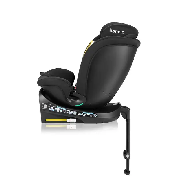 Scaun auto, Lionelo, i-Size Navy, 0-36 Kg, 40-150 cm, Cu isofix si picior de fixare, Protectie laterala, Rotire 360 grade, Ajustare spatar in 4 pozitii, Tetiera reglabila in 11 trepte, Conform cu R129, Negru BYNLO-NAVY_I-SIZE_BLACK_ONYX