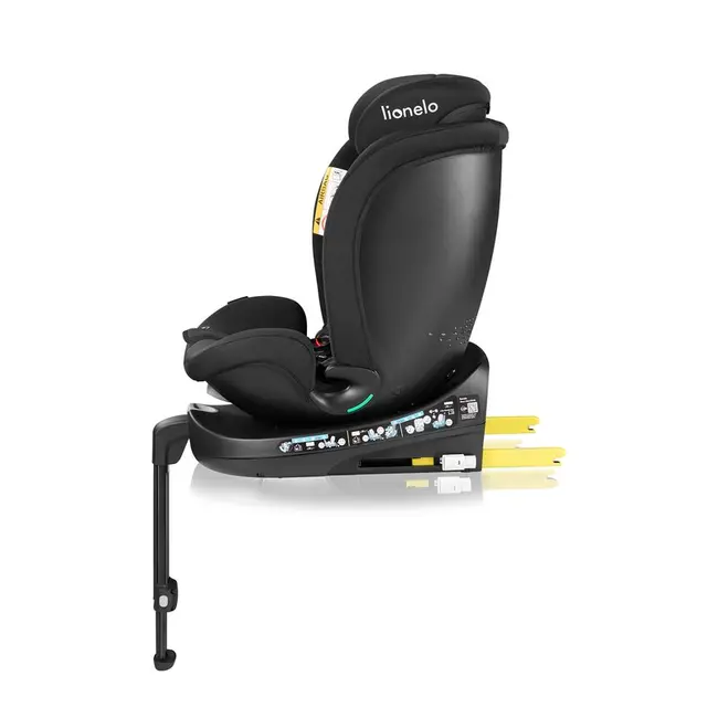 Scaun auto, Lionelo, i-Size Navy, 0-36 Kg, 40-150 cm, Cu isofix si picior de fixare, Protectie laterala, Rotire 360 grade, Ajustare spatar in 4 pozitii, Tetiera reglabila in 11 trepte, Conform cu R129, Negru BYNLO-NAVY_I-SIZE_BLACK_ONYX