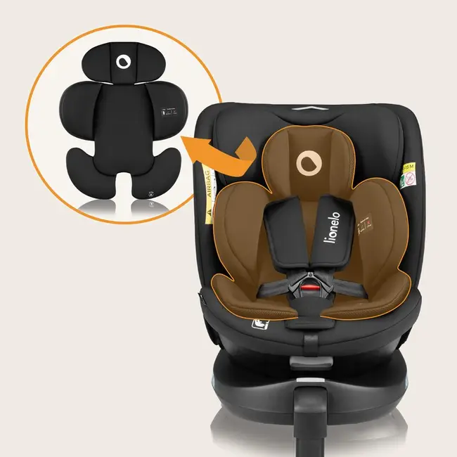 Scaun auto, Lionelo, i-Size Navy, 0-36 Kg, 40-150 cm, Cu isofix si picior de fixare, Protectie laterala, Rotire 360 grade, Ajustare spatar in 4 pozitii, Tetiera reglabila in 11 trepte, Conform cu R129, Negru BYNLO-NAVY_I-SIZE_BLACK_ONYX