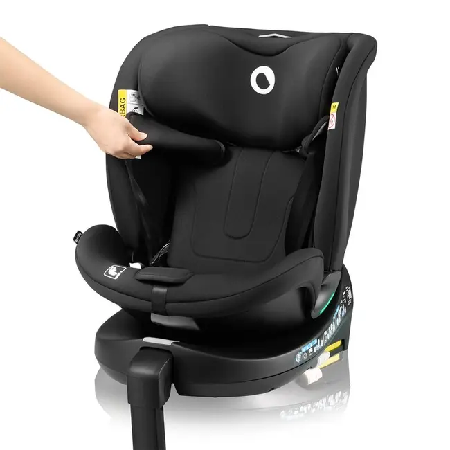 Scaun auto, Lionelo, i-Size Navy, 0-36 Kg, 40-150 cm, Cu isofix si picior de fixare, Protectie laterala, Rotire 360 grade, Ajustare spatar in 4 pozitii, Tetiera reglabila in 11 trepte, Conform cu R129, Negru BYNLO-NAVY_I-SIZE_BLACK_ONYX