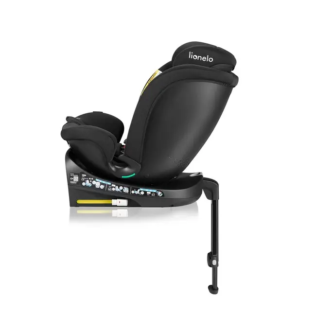 Scaun auto, Lionelo, i-Size Navy, 0-36 Kg, 40-150 cm, Cu isofix si picior de fixare, Protectie laterala, Rotire 360 grade, Ajustare spatar in 4 pozitii, Tetiera reglabila in 11 trepte, Conform cu R129, Negru BYNLO-NAVY_I-SIZE_BLACK_ONYX