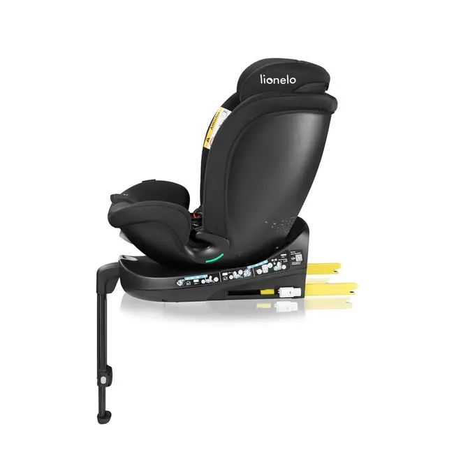 Scaun auto, Lionelo, i-Size Navy, 0-36 Kg, 40-150 cm, Cu isofix si picior de fixare, Protectie laterala, Rotire 360 grade, Ajustare spatar in 4 pozitii, Tetiera reglabila in 11 trepte, Conform cu R129, Negru BYNLO-NAVY_I-SIZE_BLACK_ONYX