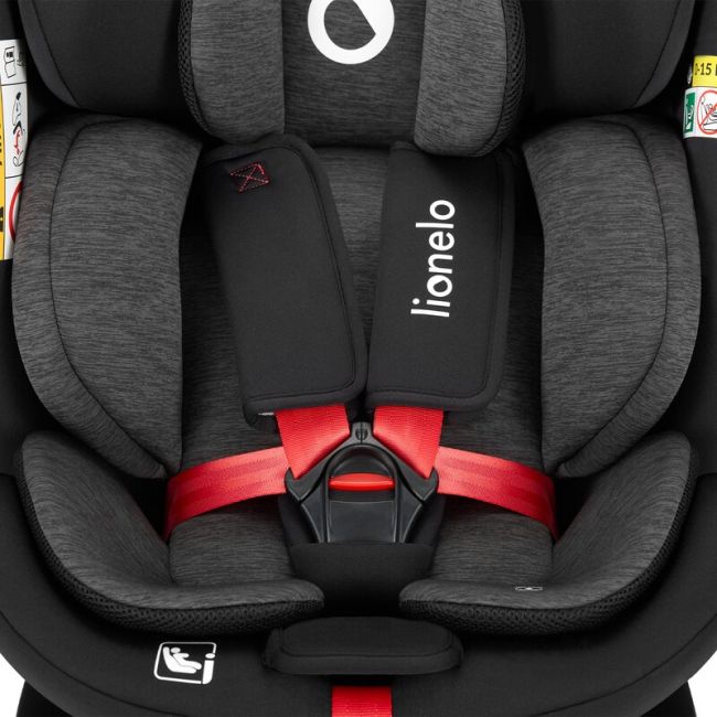Scaun auto, Lionelo, i-Size Navy, 0-36 Kg, 40-150 cm, Cu isofix si picior de fixare, Protectie laterala, Rotire 360 grade, Ajustare spatar in 4 pozitii, Tetiera reglabila in 11 trepte, Conform cu R129, Negru/Rosu BYNLO-NAVY_I-SIZE_BLACK_RED