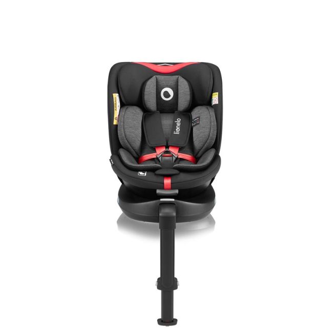 Scaun auto, Lionelo, i-Size Navy, 0-36 Kg, 40-150 cm, Cu isofix si picior de fixare, Protectie laterala, Rotire 360 grade, Ajustare spatar in 4 pozitii, Tetiera reglabila in 11 trepte, Conform cu R129, Negru/Rosu BYNLO-NAVY_I-SIZE_BLACK_RED